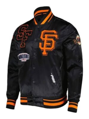 SF Giants Mash Up Black Satin Jacket