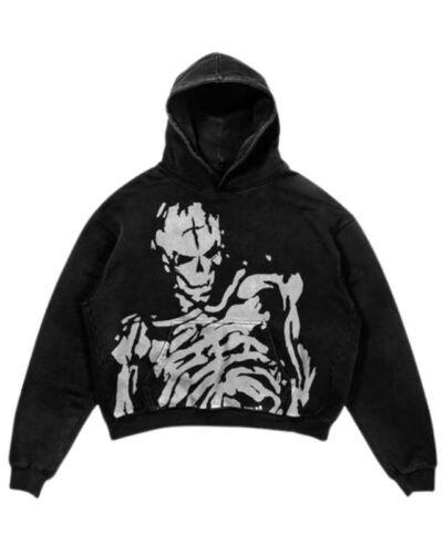 Skeleton Oversized Black Pullover Hoodie