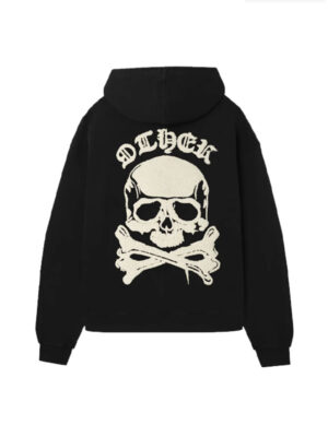 Skull & Crossbones Patch Oversized Black Hoodie