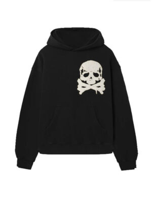 Skull & Crossbones Patch Oversized Black Hoodie