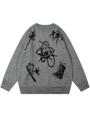 Star Pattern Oversized Knitted Sweater