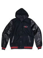 Supreme x Jordan Black Hooded Varsity Jacket