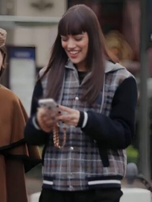 Thalia Besson Emily In Paris S4 Grey Plaid Bomber Jacket