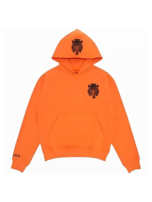 Unisex Chrome Hearts Orange Pullover Hoodie