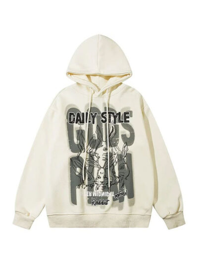 Unisex Daily Style Rabbit Oversized Pullover Hoodie