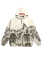 Unisex Gothic Anime Skull Zip-Up Hooded Jacket