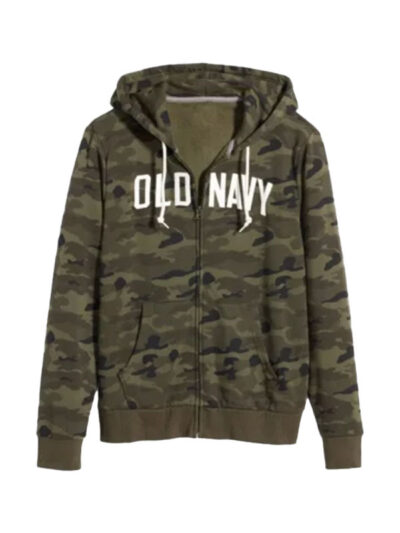 Unisex Old Navy Camo Green Zip-Up Hoodie