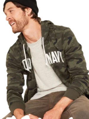 Unisex Old Navy Camo Green Zip-Up Hoodie