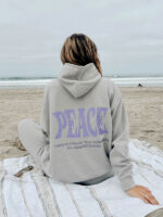 Unisex Peace Oversized Grey Pullover Hoodie