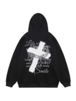 Unisex Radeyen Rhinestone Cross Zip-Up Hoodie