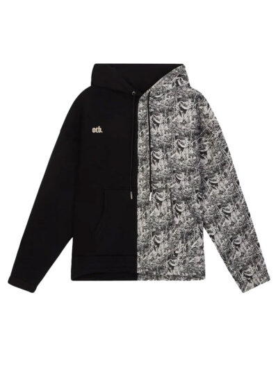 Unisex Split Jacquard Oversized Pullover Hoodie