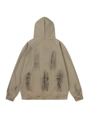 Unisex Star Print Oversized Zip-Up Hoodie