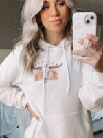 Unisex Western Oversized White Pullover Hoodie