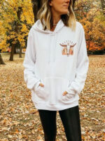 Unisex Western Oversized White Pullover Hoodie