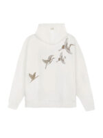 Vintage Oversized White Crane Pullover Hoodie