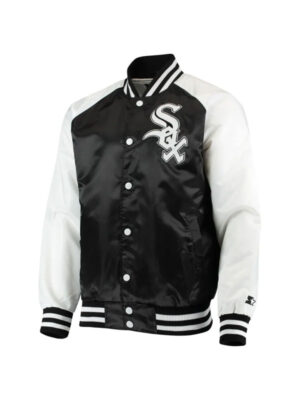 White Sox Chicago The Lead Off Hitter Black & White Satin Varsity Jacket