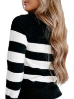 Women's Black And White Stripped Sweater