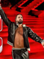 WWE Monday Night Raw 2024 Seth Rollins Black Leather Jacket