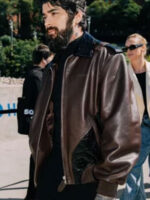 Zayn Malik Off-White Show Brown Leather Jacket