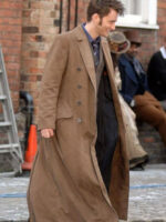 10th Doctor Who Brown Wool Long Coat