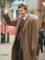 10th Doctor Who Brown Wool Long Coat