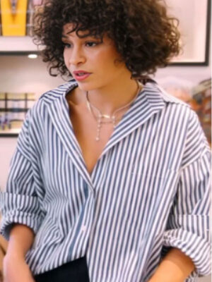 Real Housewives of New York City S15 Sai Da Silva Striped Shirt