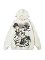 A Borfend Line Character Print Pullover Hoodie