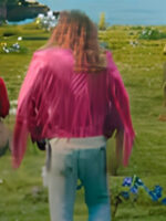 A Minecraft Movie 2025 Jason Momoa Pink Fringe Leather Jacket