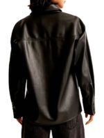 Abercrombie Oversized Black Leather Shirt Jacket