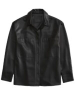 Abercrombie Oversized Black Leather Shirt Jacket