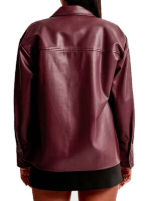 Abercrombie Oversized Burgundy Leather Shirt Jacket