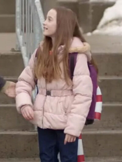 Ava Weiss My Christmas Guide Pink Puffer Jacket