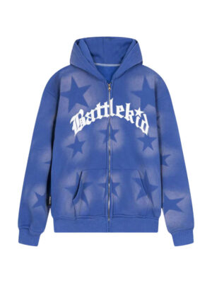 Battle Kid Star Print Zipper Hoodie