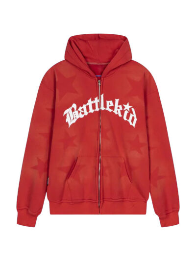 Battle Kid Star Print Zipper Hoodie