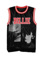 Billie Eilish Basketball Sleeveless Red and Black Jersey