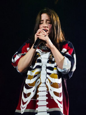 Billie Eilish Pittsburgh Concerts Oversized Skeleton Print Jersey