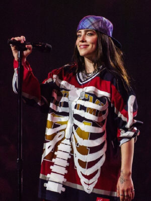 Billie Eilish Pittsburgh Concerts Oversized Skeleton Print Jersey