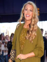 Blake Lively Betty Booze Event NYC Green Cardigan