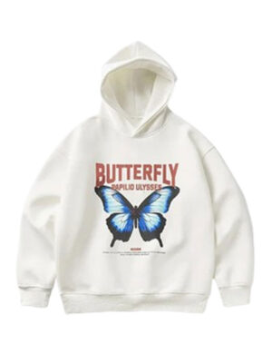 Butterfly Print Papilio Oversized Pullover Hoodie