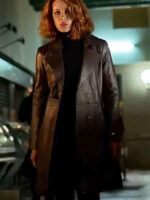 Canary Black 2024 Kate Beckinsale Brown Leather Coat