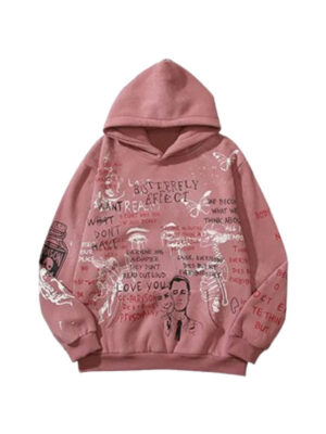 Chaos Theory Graphic Pink Pullover Hoodie