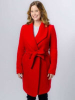 Christmas in Evergreen Ashley Williams Red Wool Long Coat