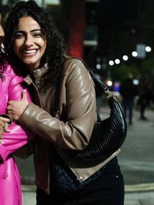 Curfew S01 Sarah Beige Leather Biker Jacket