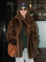 Dakota Johnson NYC Fur Brown Coat
