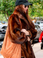 Dakota Johnson NYC Fur Brown Coat