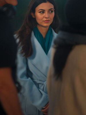 Depravity Victoria Justice Trench Blue Wool Coat