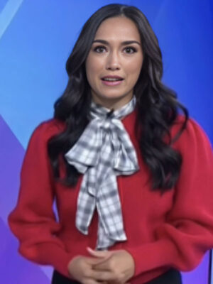 Emilie Ikeda The Today Show Red Cardigan