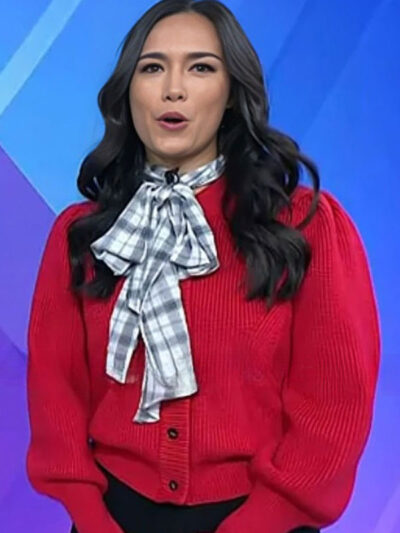 Emilie Ikeda The Today Show Red Cardigan