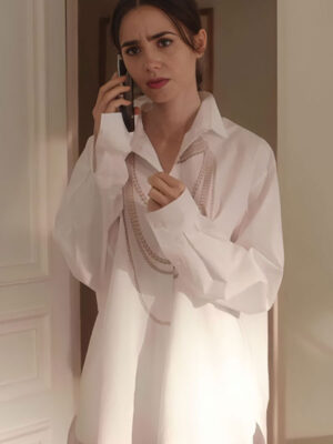 Emily In Paris S4 Lily Collins Pearl White Shirt