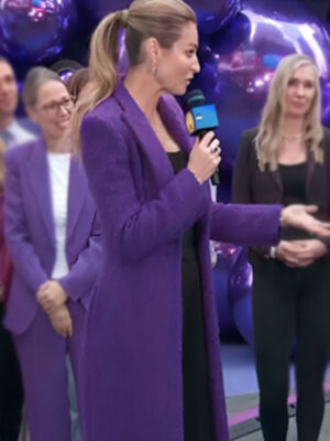 Erin Andrews Good Morning America Purple Long Coat